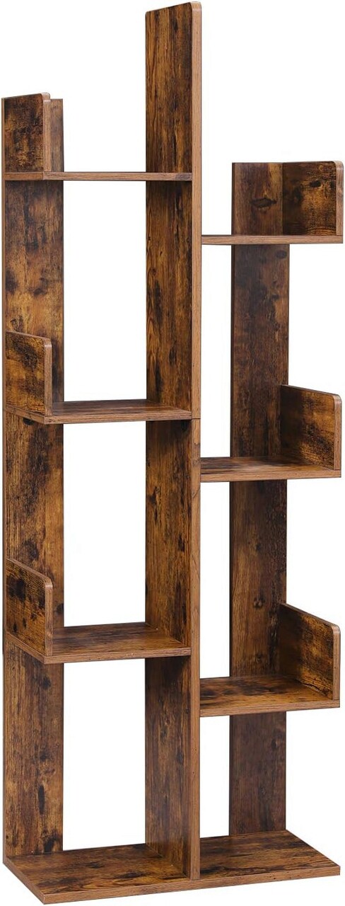 Corp biblioteca cu 8 compartimente Vasagle, 50 x 25 x 140 cm, PAL, maro rustic - imagine 7